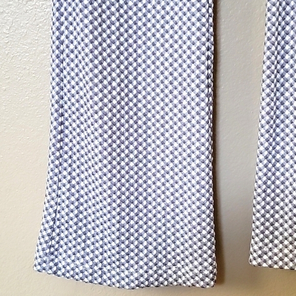 Altar'd State Womens Navy Gingham Puff Sleeve Flare Pant Two Piece Set - Size XS - Picture 9 of 13